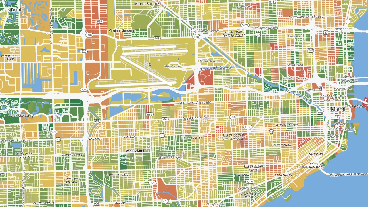 Flagami, Miami, FL Map of Arson Rates