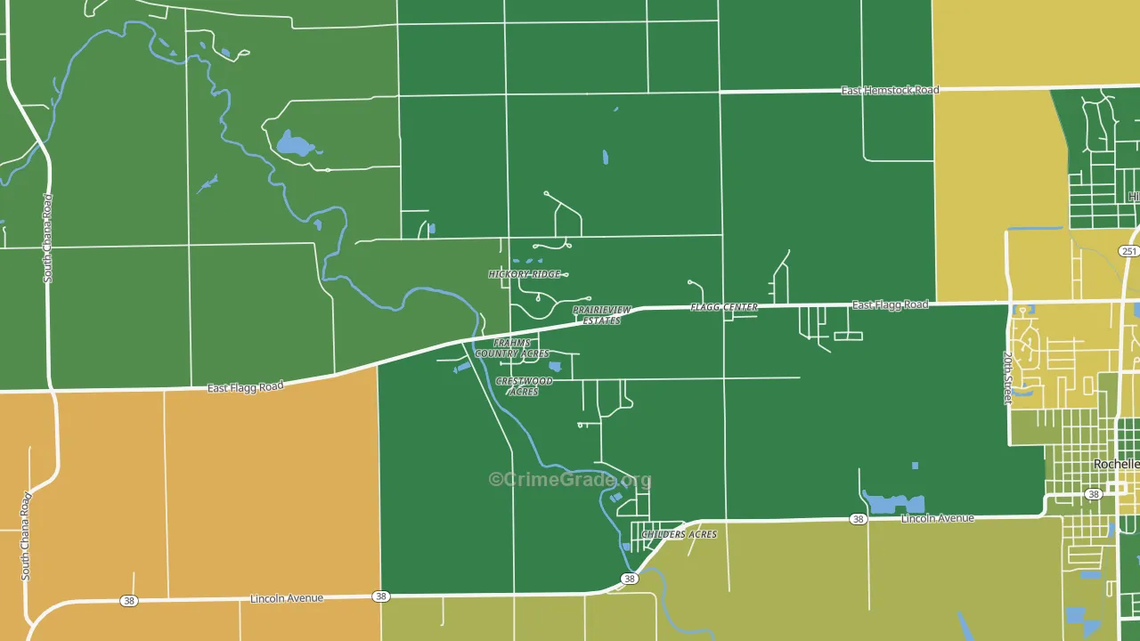 Flagg Center, IL Map of Arson Rates