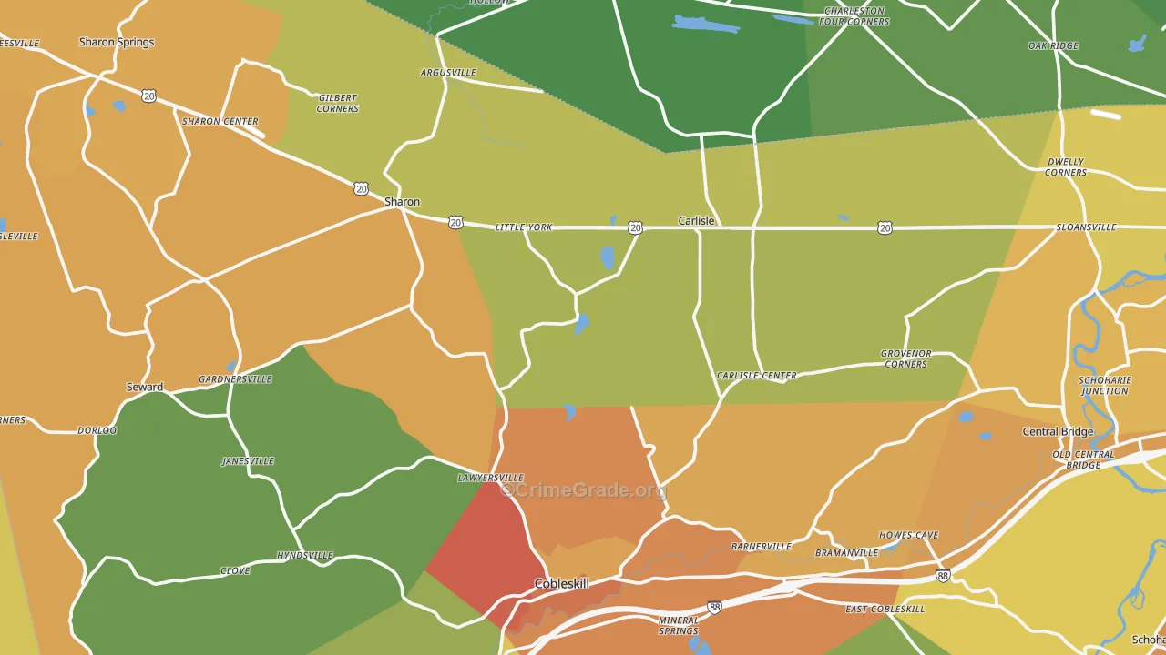 Flat Creek, NY Map of Arson Rates
