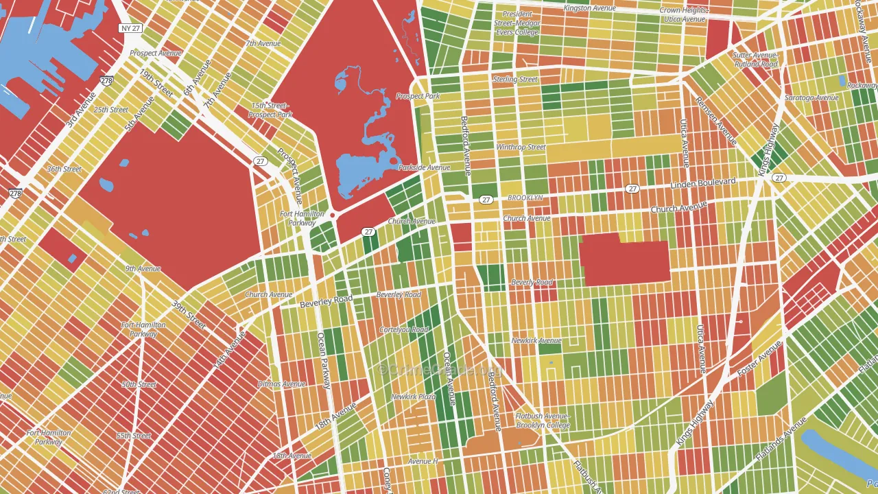 Flatbush-Ditmas Park, Brooklyn, NY Map of Arson Rates