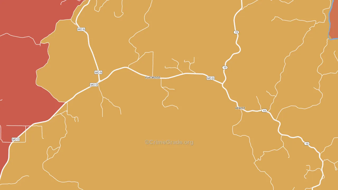 Flatwood, MO Map of Arson Rates
