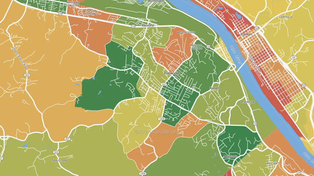 Flatwoods, KY Map of Arson Rates