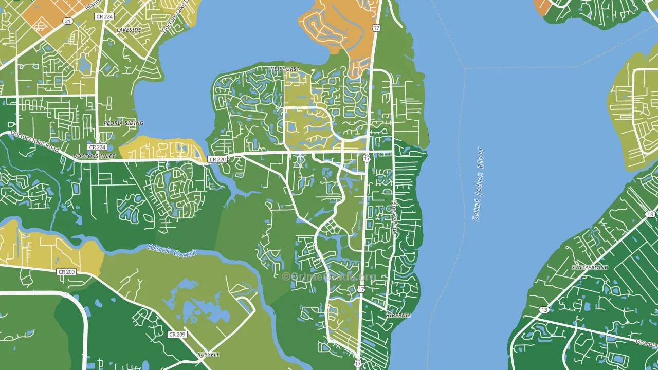 Fleming Island, FL Map of Arson Rates