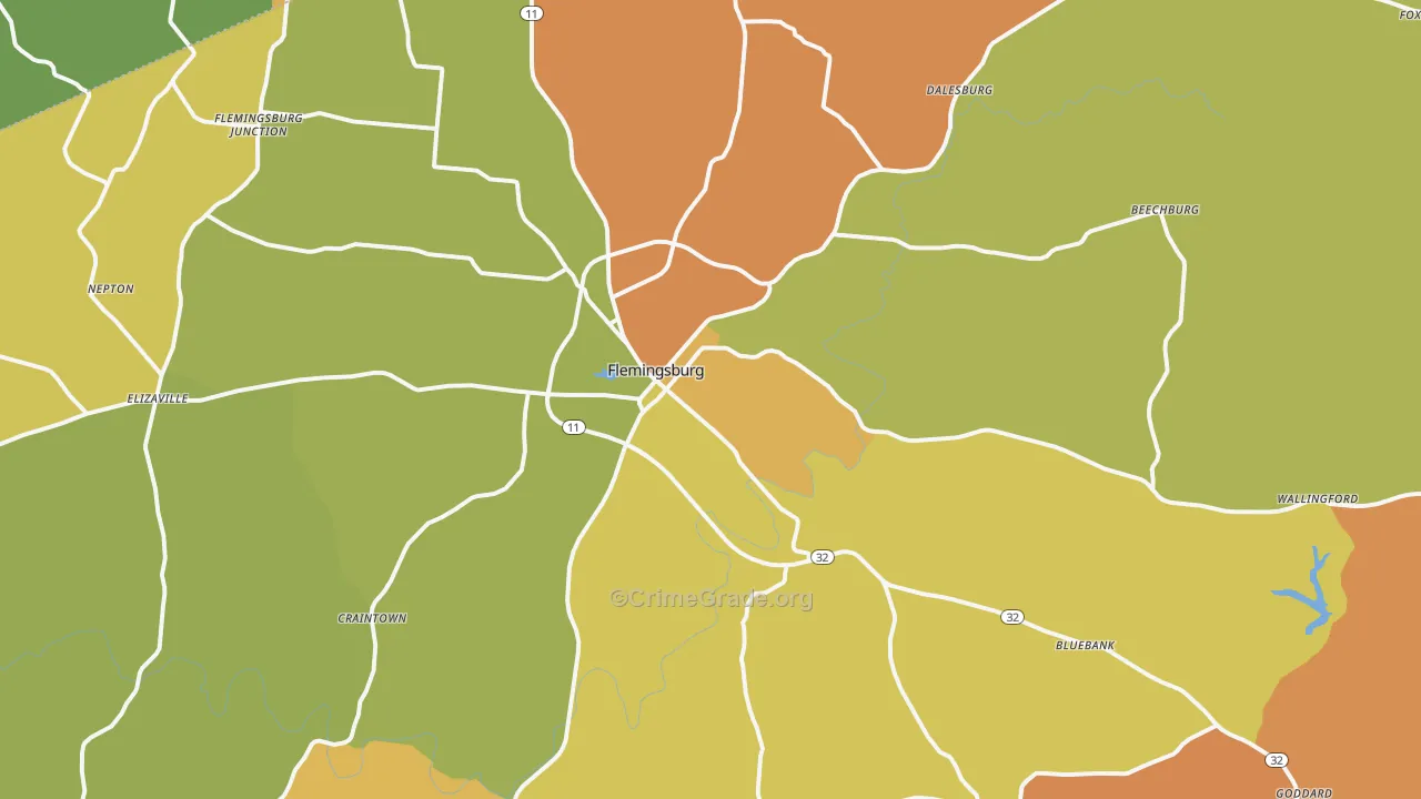 Flemingsburg, KY Map of Arson Rates