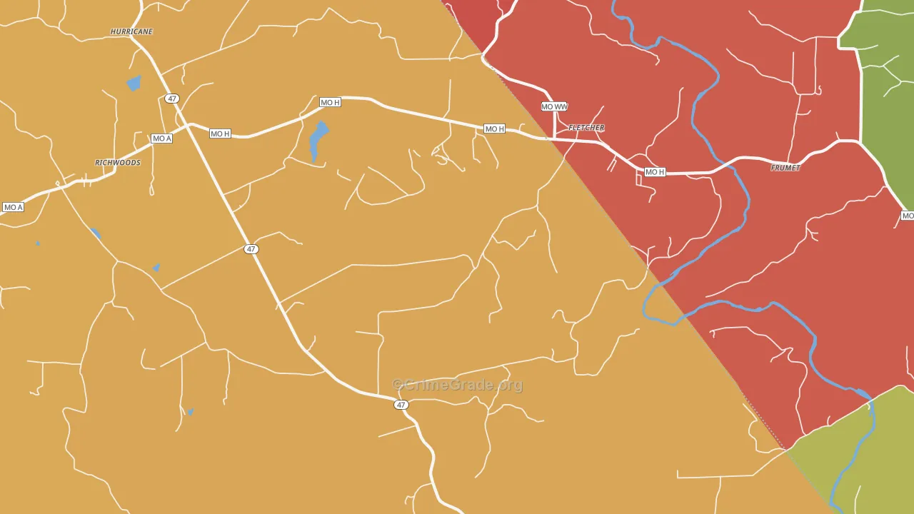 Fletcher, MO Map of Arson Rates