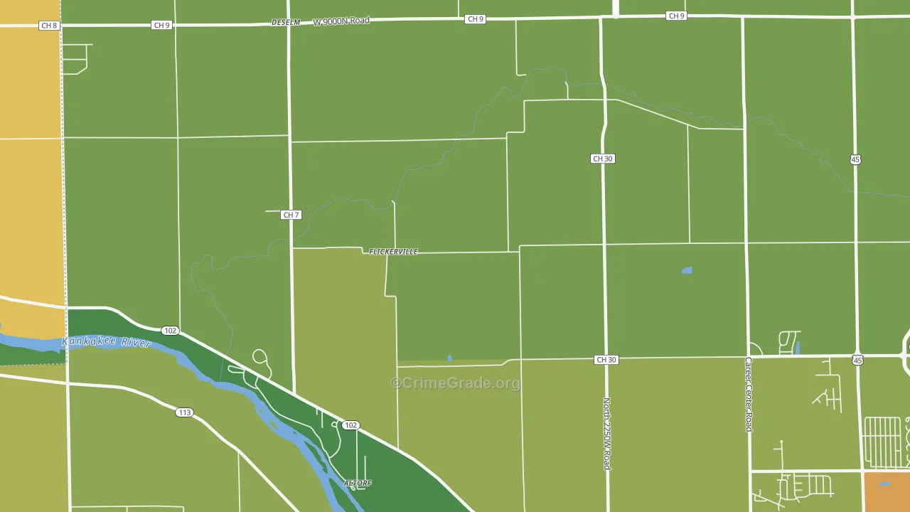 Flickerville, IL Map of Arson Rates