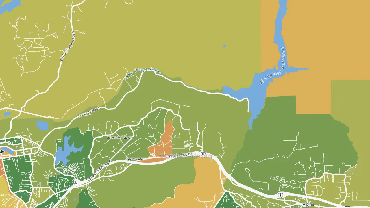 Flinn Springs, CA Map of Arson Rates