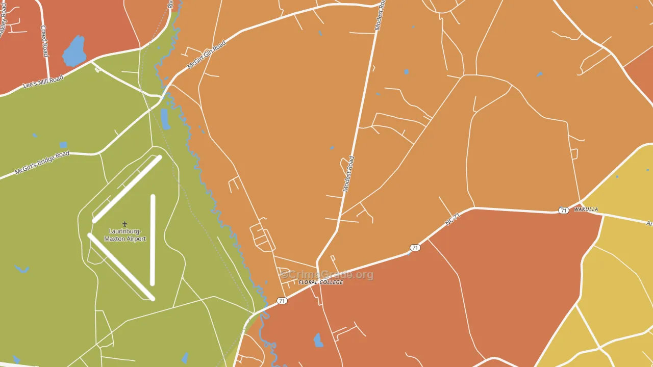 Floral College, NC Map of Arson Rates