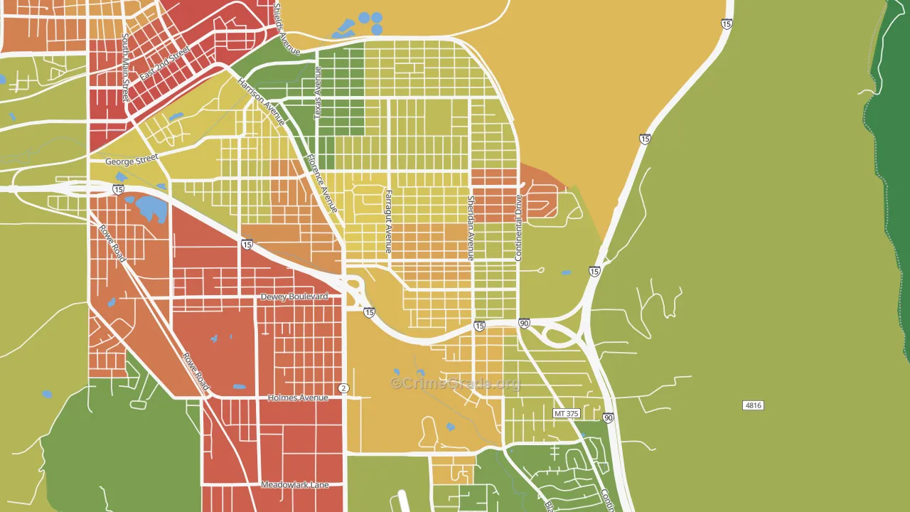 Floral Park, Butte, MT Map of Arson Rates
