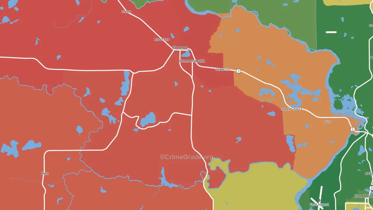 Florence, WI Map of Arson Rates