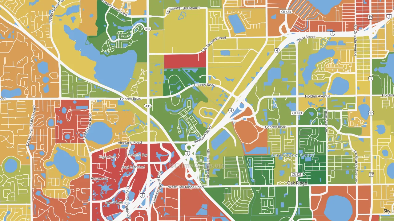 Florida Center North, Orlando, FL Map of Arson Rates