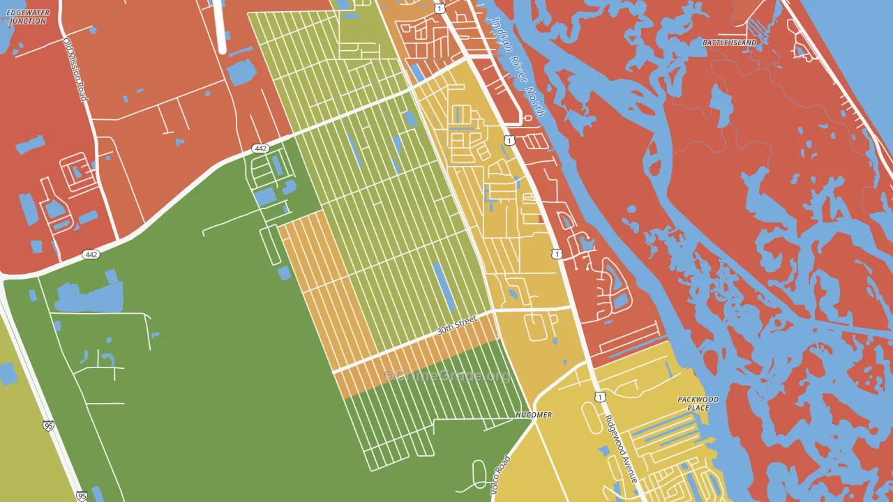 Florida Shores, Edgewater, FL Map of Arson Rates