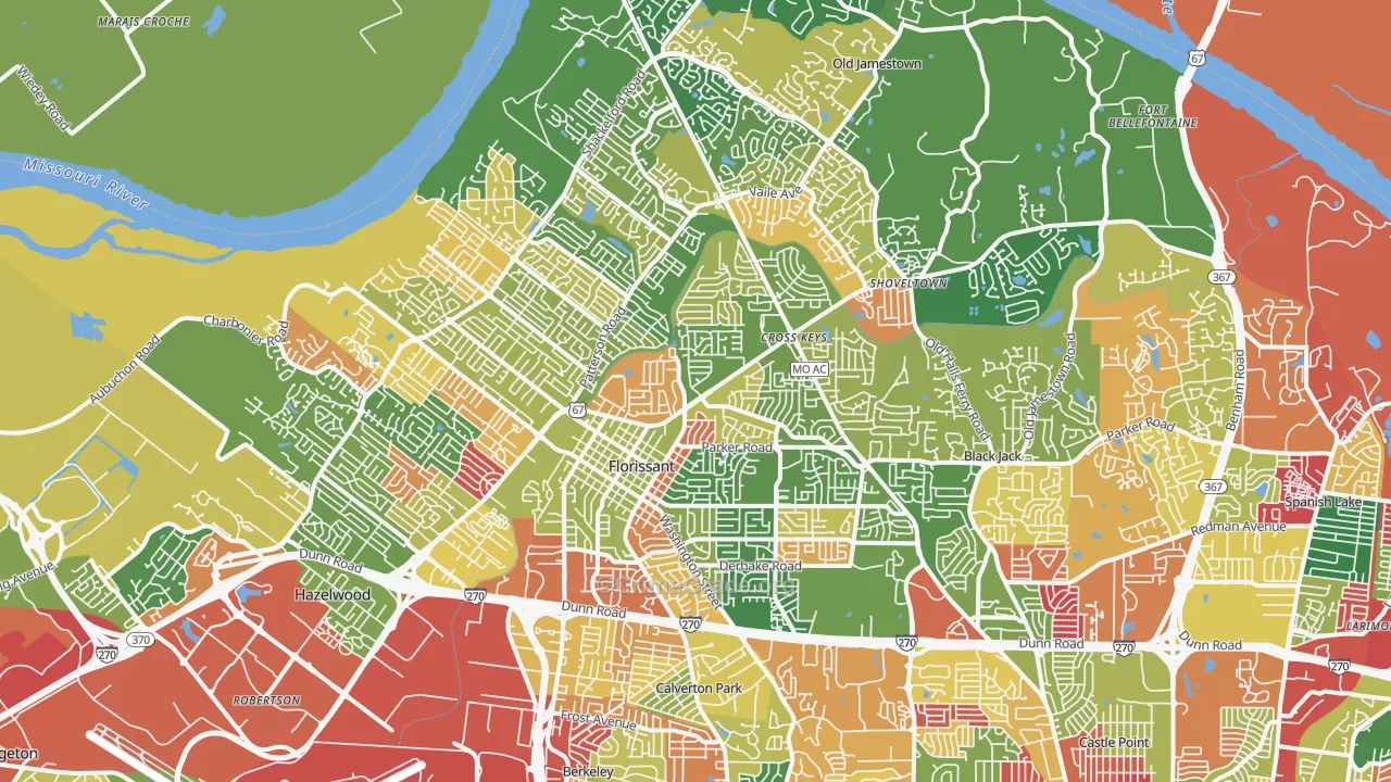 Florissant, MO Map of Arson Rates