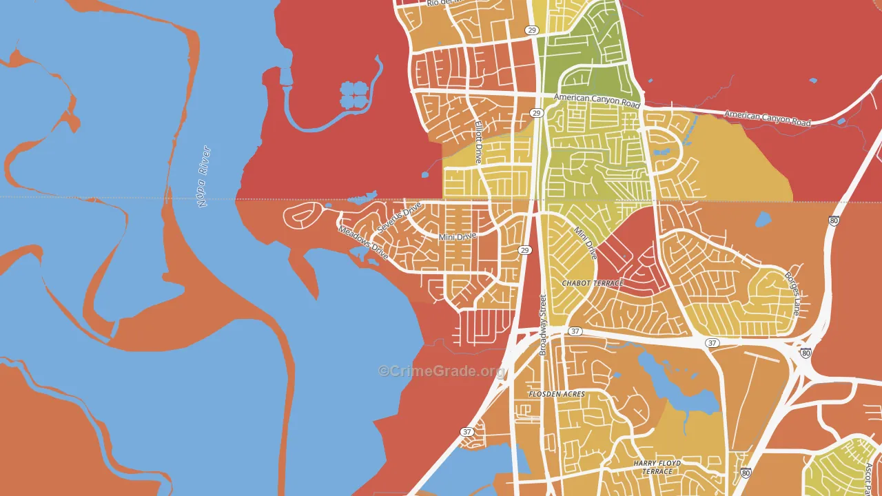 Flosden, Vallejo, CA Map of Arson Rates