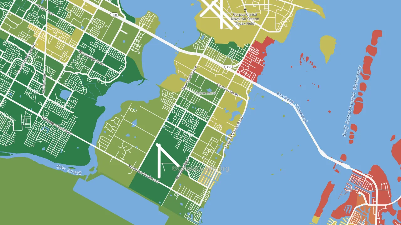 Flour Bluff, Corpus Christi, TX Map of Arson Rates