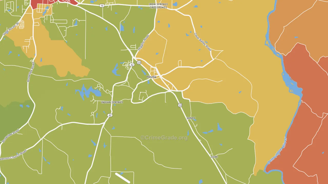 Flovilla, GA Map of Arson Rates