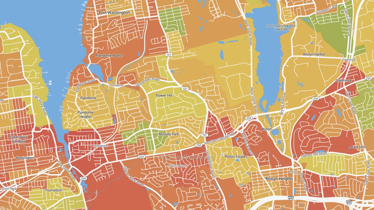 Flower Hill, NY Map of Arson Rates