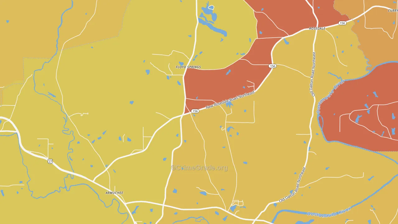 Floyd Springs, GA Map of Arson Rates