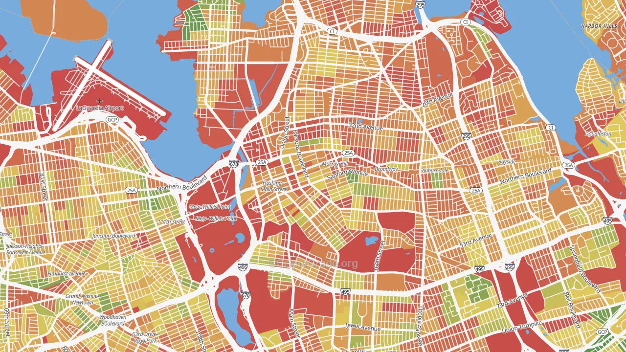 Flushing, Queens, NY Map of Arson Rates