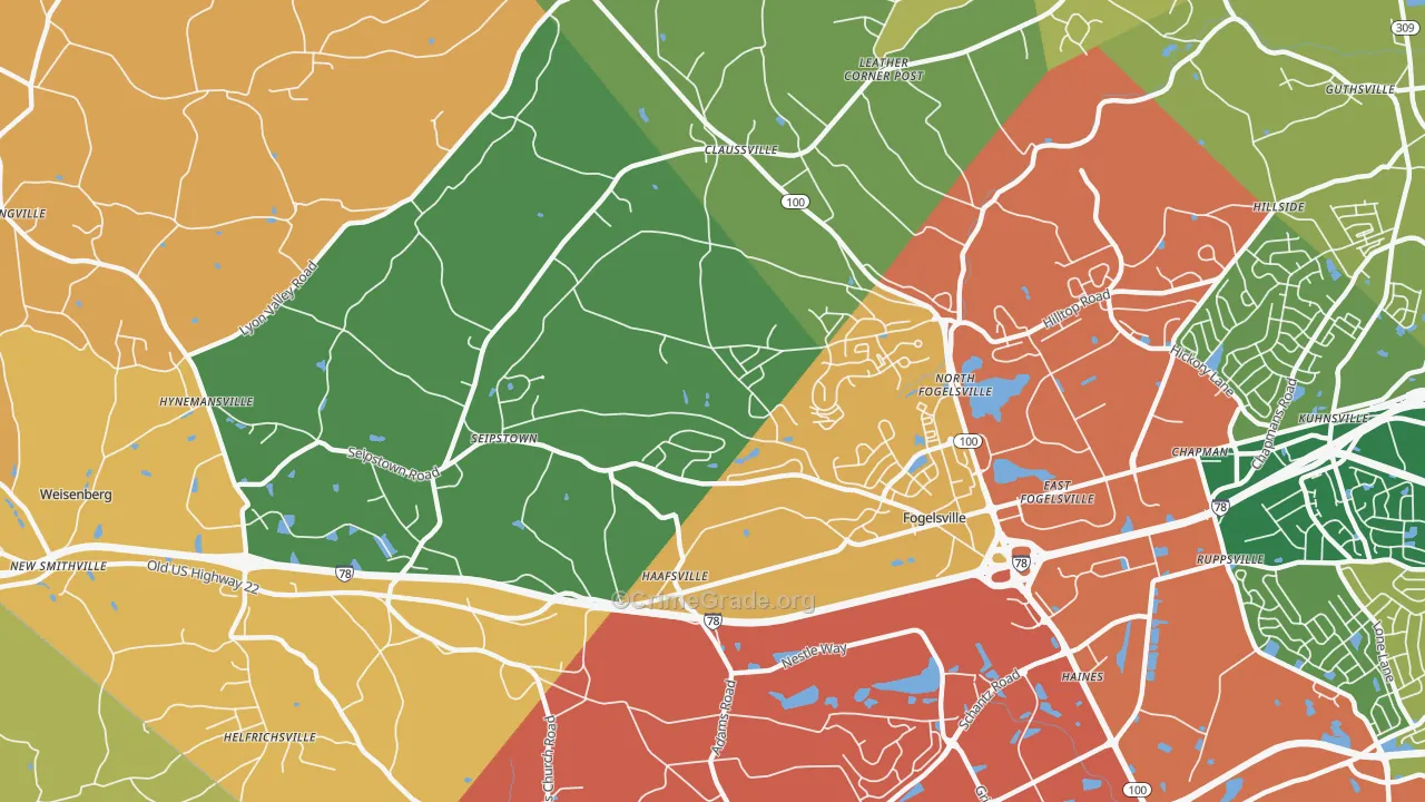 Fogelsville, PA Map of Arson Rates