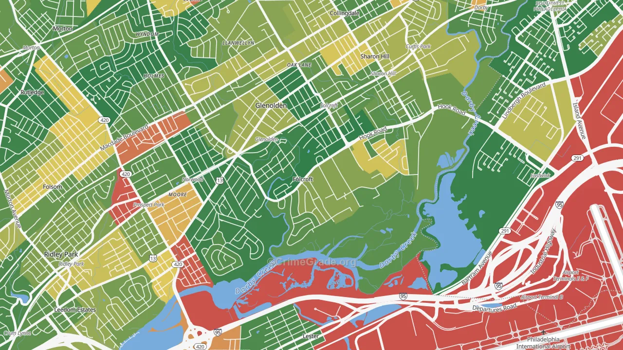 Folcroft, PA Map of Arson Rates