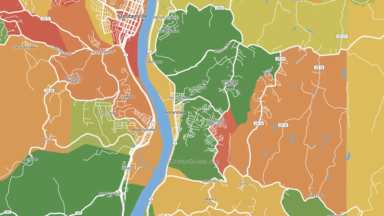Follansbee, WV Map of Arson Rates