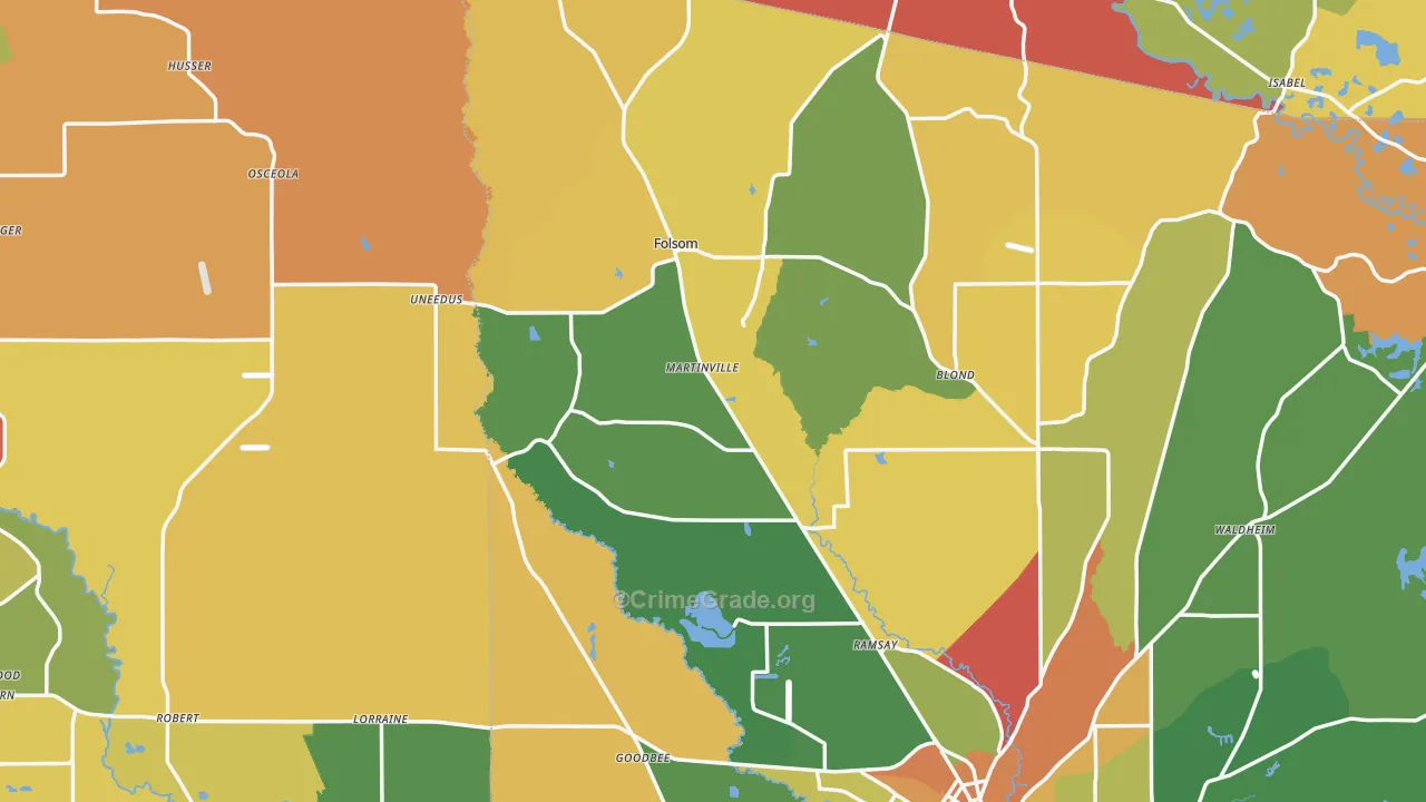 Folsom, LA Map of Arson Rates