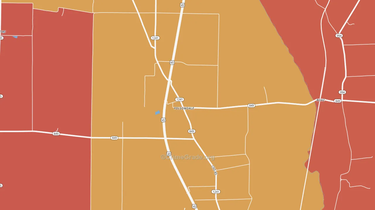 Folsomdale, KY Map of Arson Rates