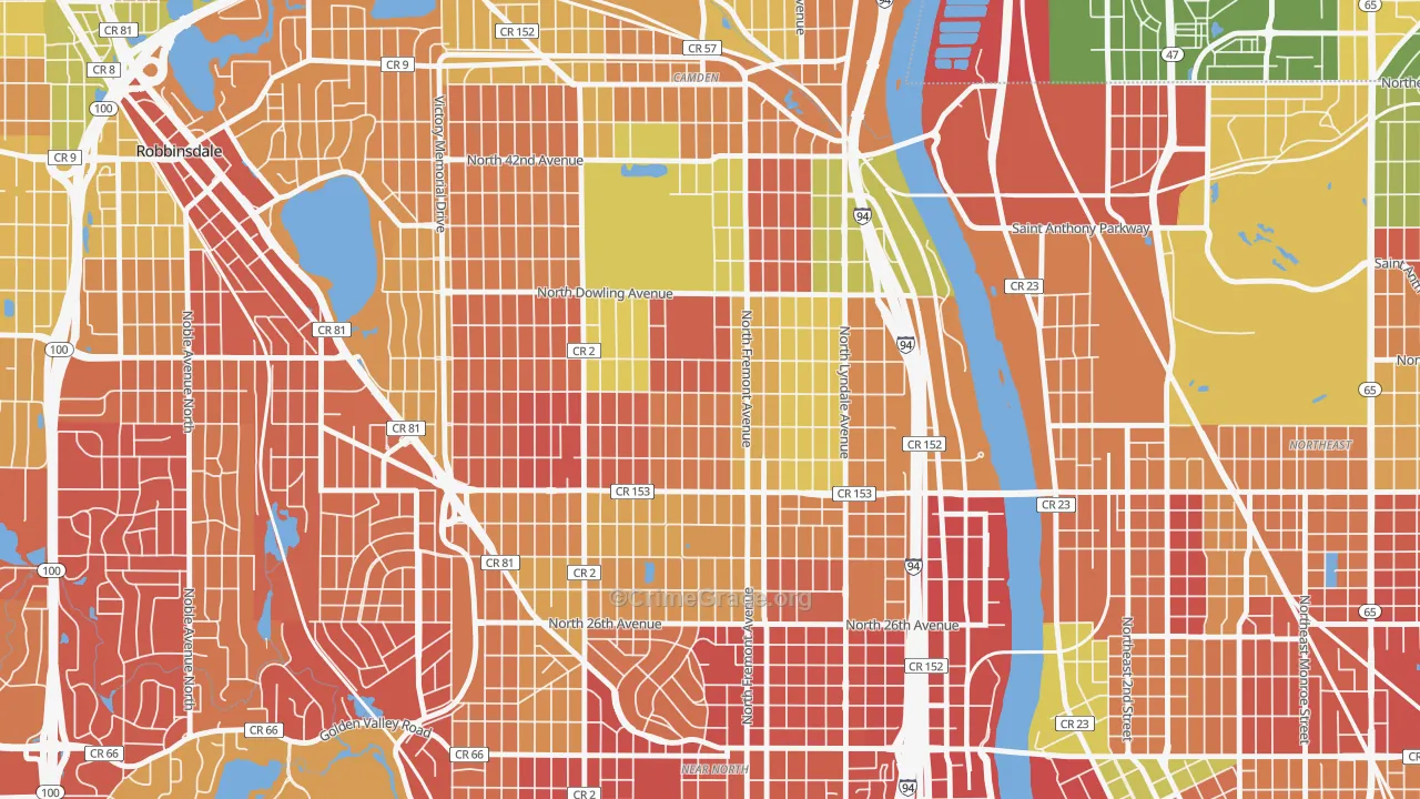Folwell, Minneapolis, MN Map of Arson Rates