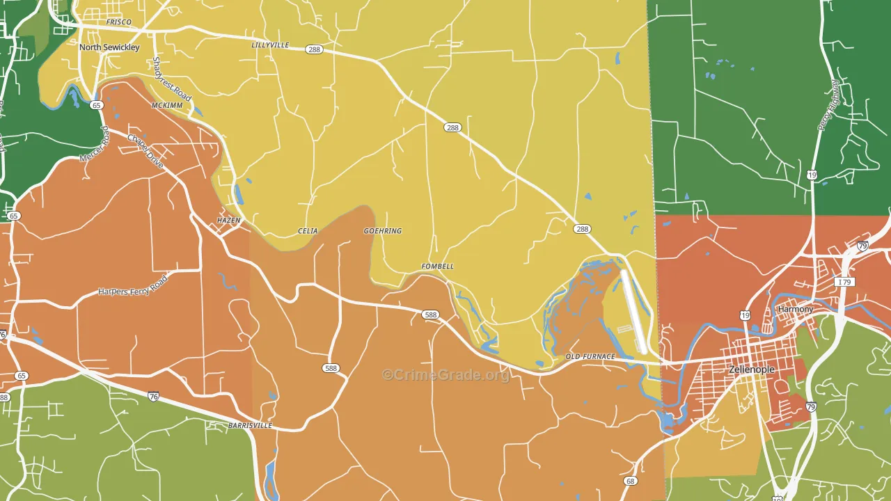 Fombell, PA Map of Arson Rates