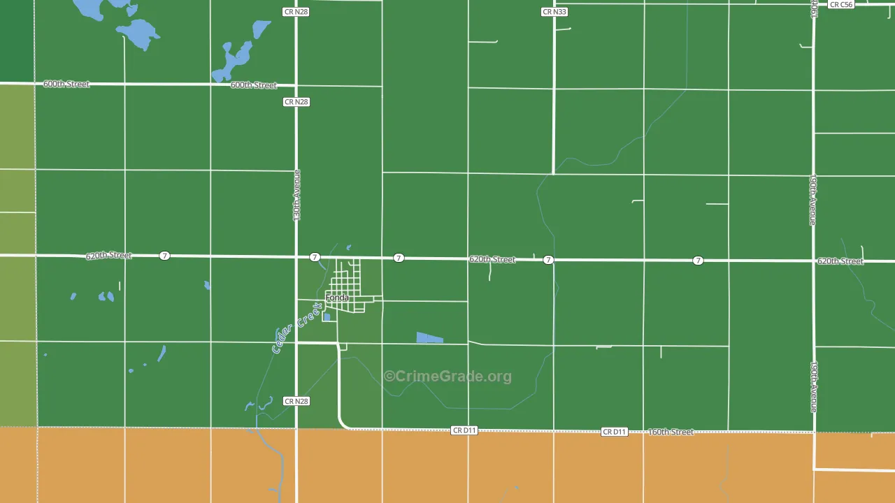 Fonda, IA Map of Arson Rates