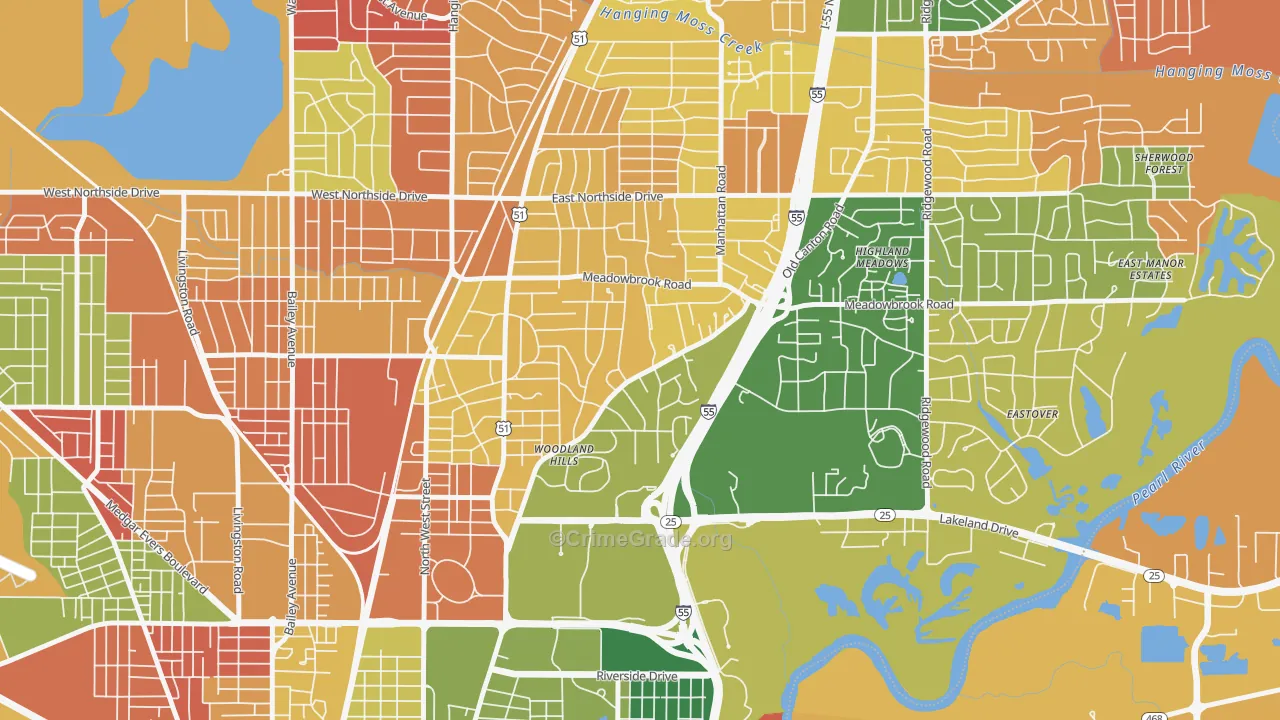 Fondren North Renaissance, Jackson, MS Map of Arson Rates