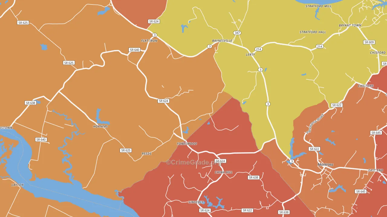 Foneswood, VA Map of Arson Rates