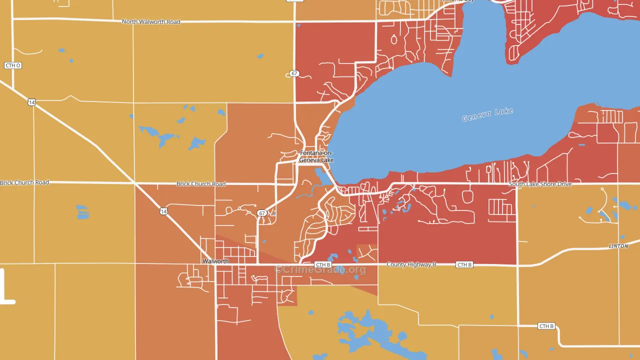 Fontana-on-Geneva Lake, WI Map of Arson Rates