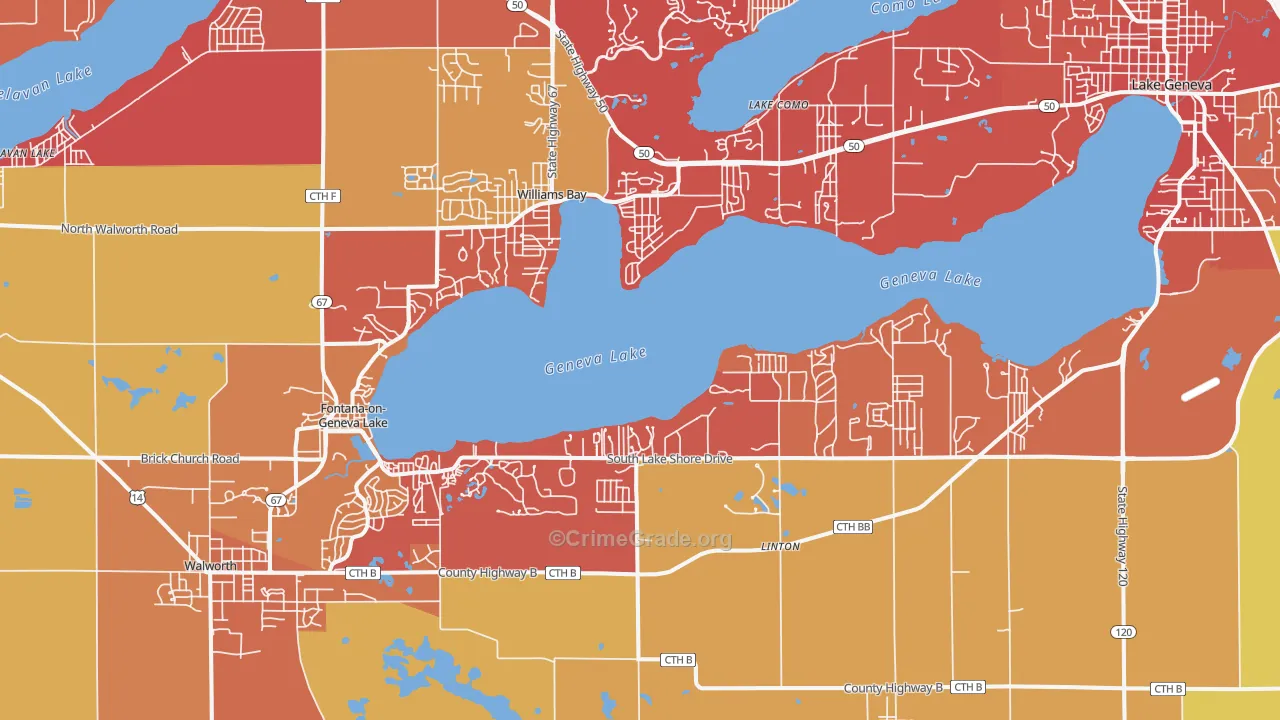 Fontana, WI Map of Arson Rates