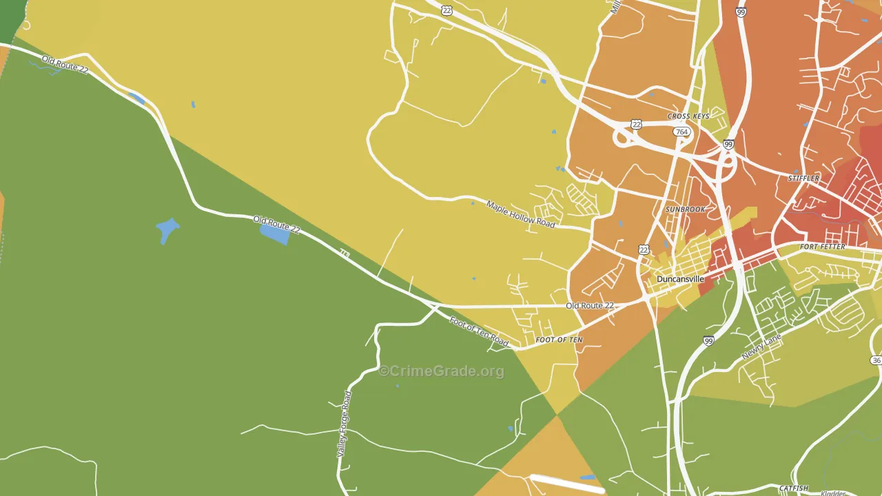Foot of Ten, PA Map of Arson Rates
