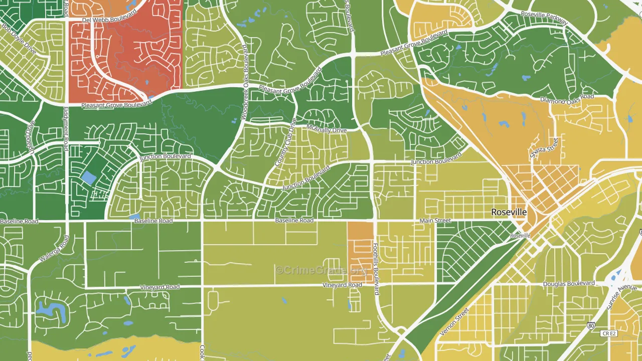 Foothill Junction, Roseville, CA Map of Arson Rates
