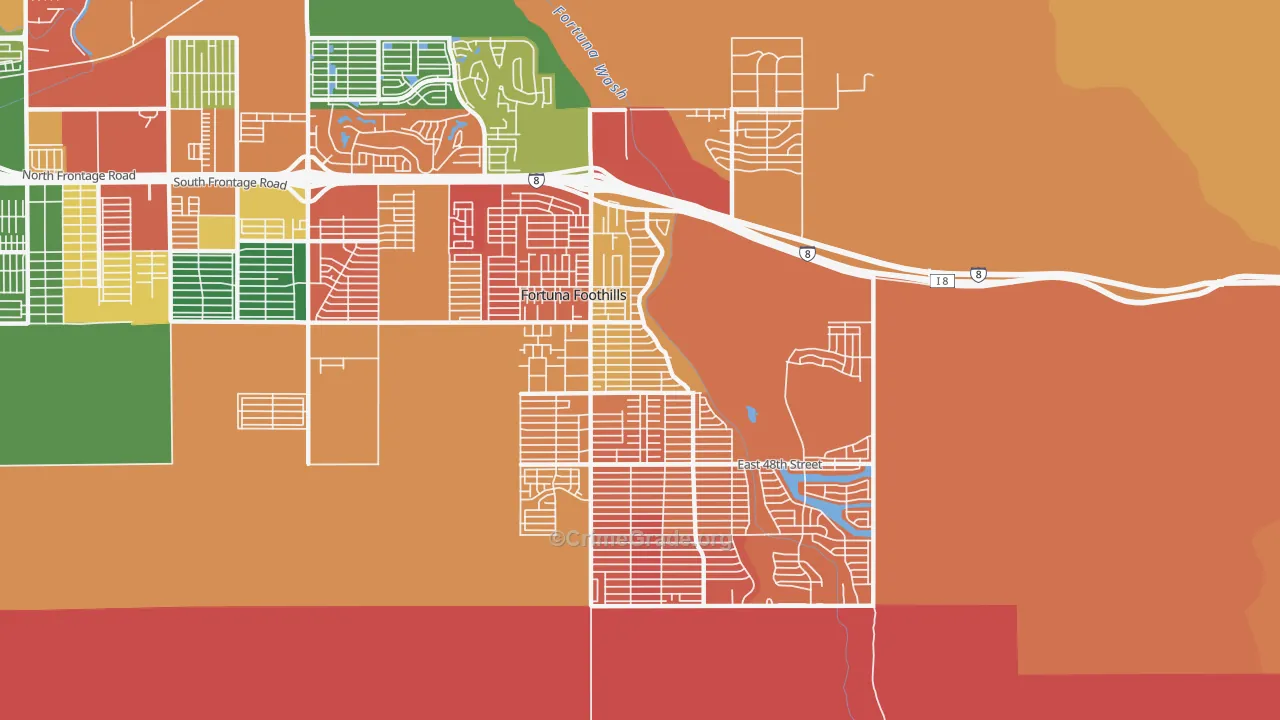 Foothills, Fortuna Foothills, AZ Map of Arson Rates
