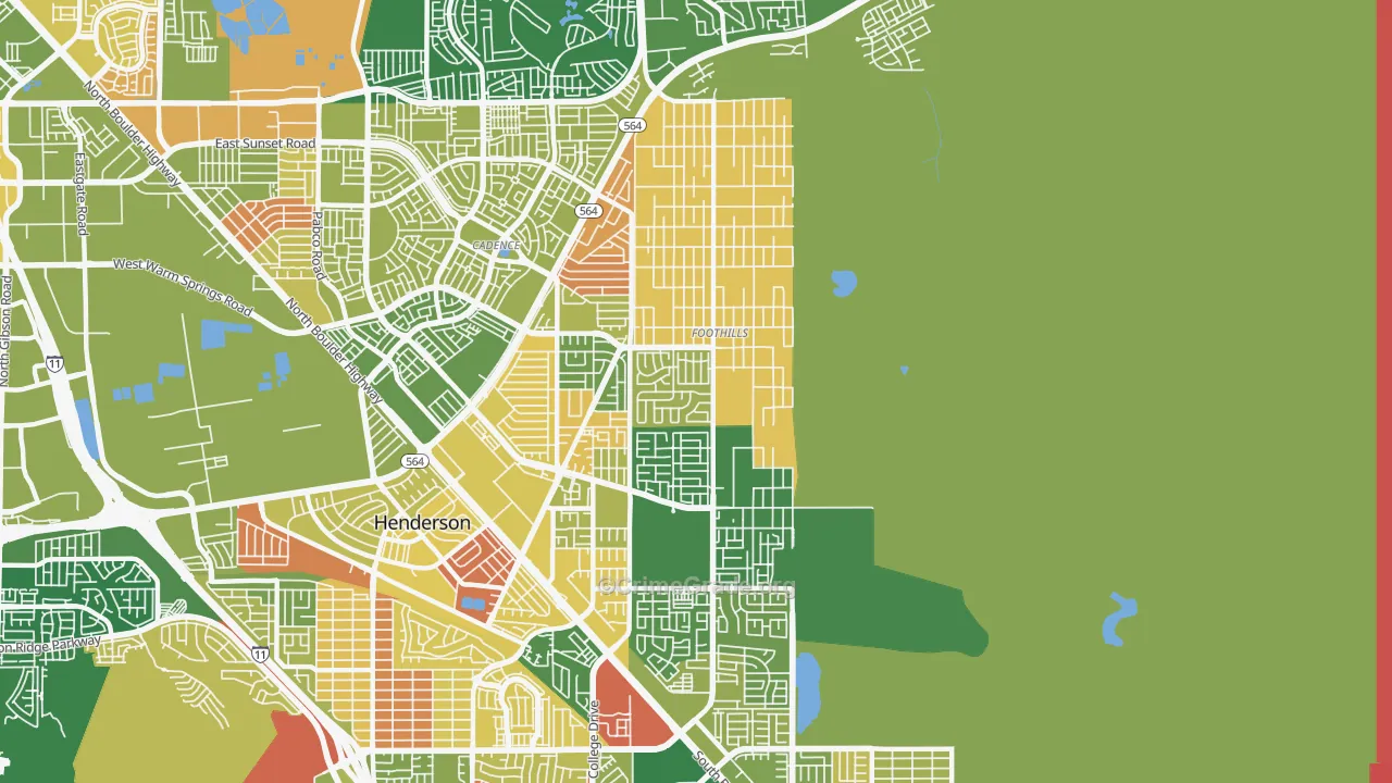 Foothills, Henderson, NV Map of Arson Rates