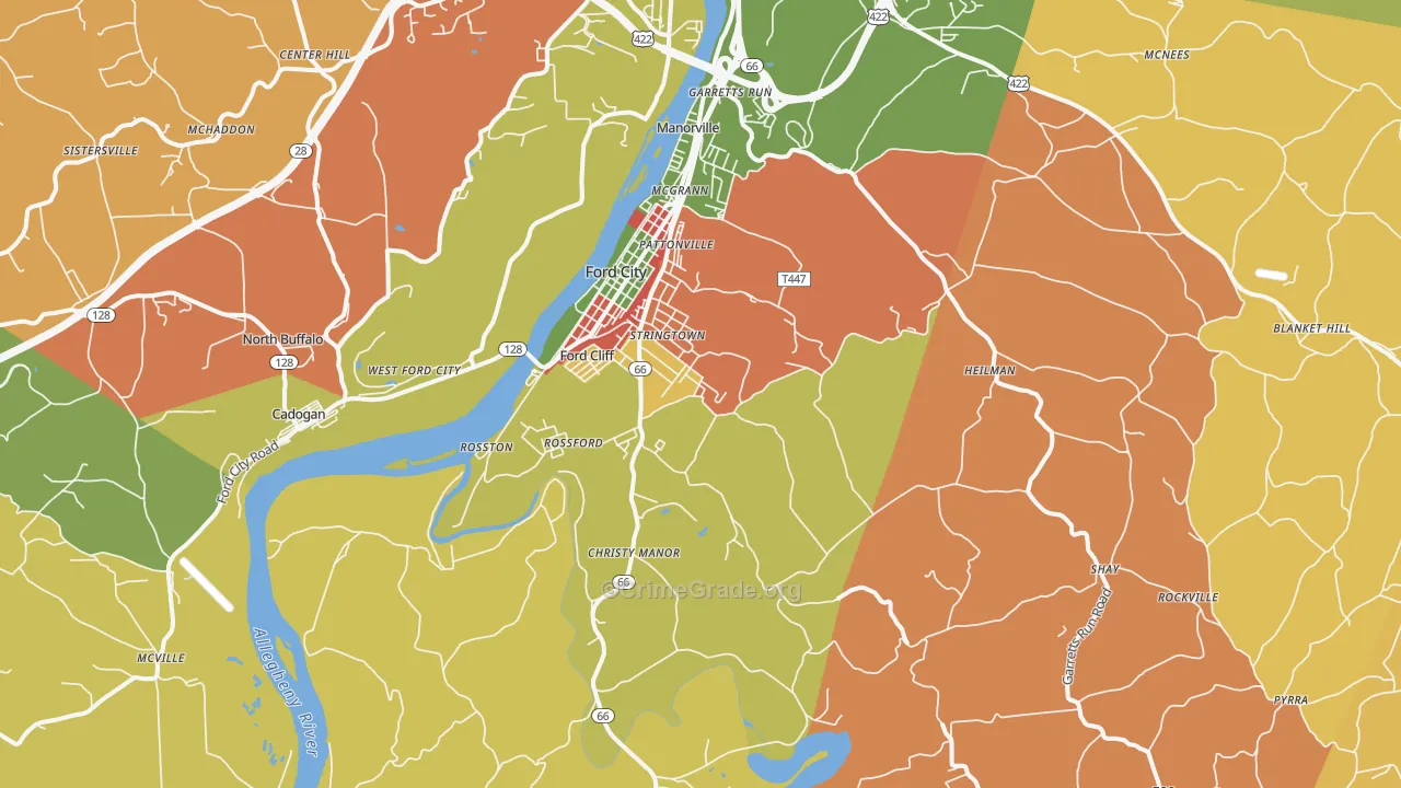 Ford City, PA Map of Arson Rates