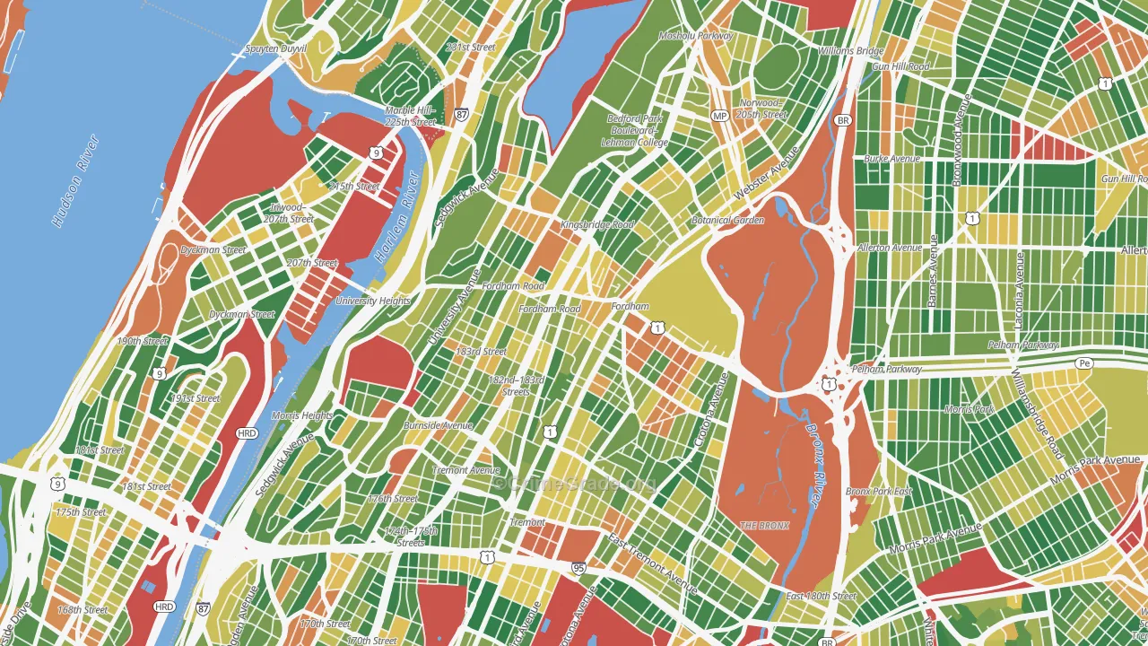 Fordham, Bronx, NY Map of Arson Rates