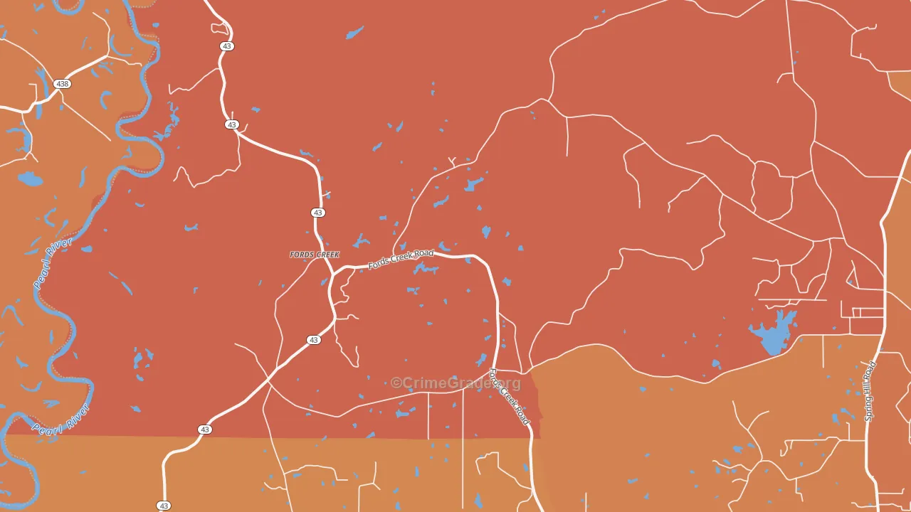 Fords Creek, MS Map of Arson Rates