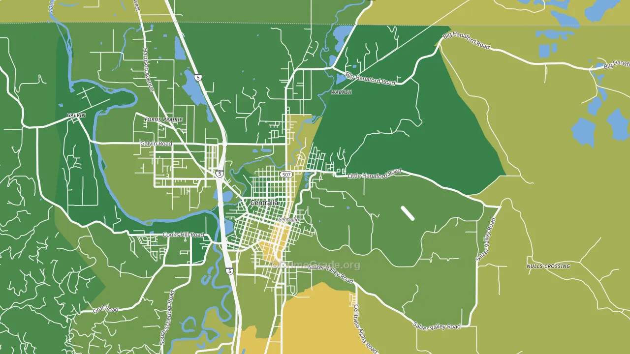 Fords Prairie, WA Map of Arson Rates