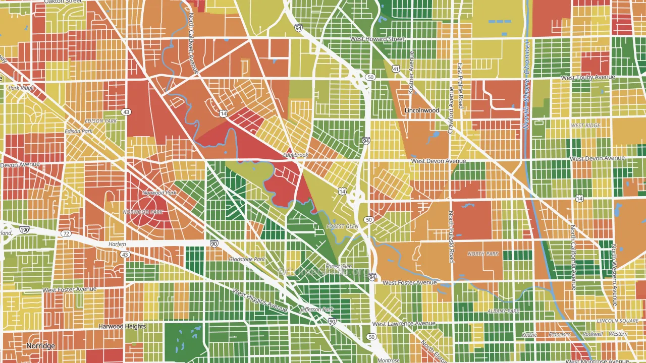 Forest Glen, Chicago, IL Map of Arson Rates