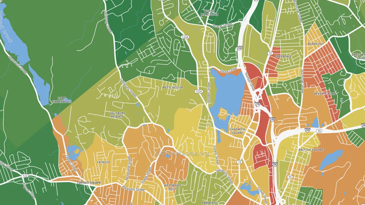 Forest Grove, Worcester, MA Map of Arson Rates