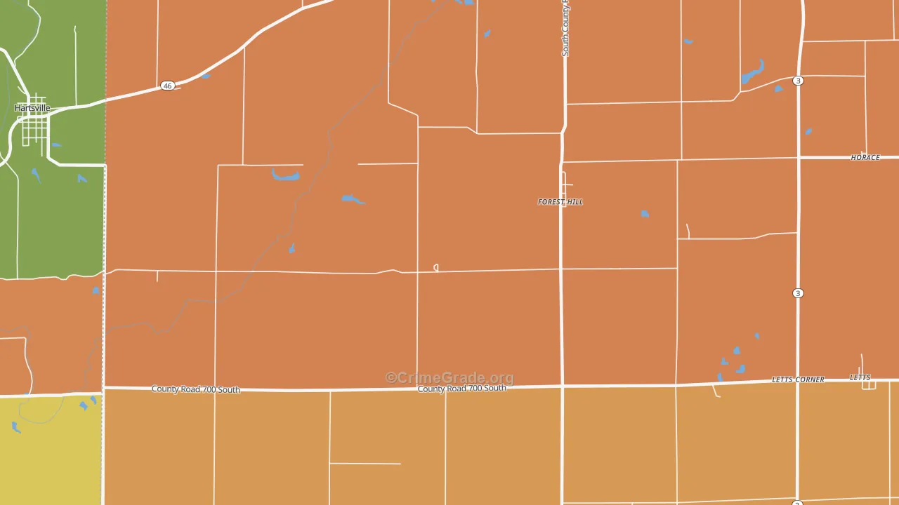 Forest Hill, IN Map of Arson Rates