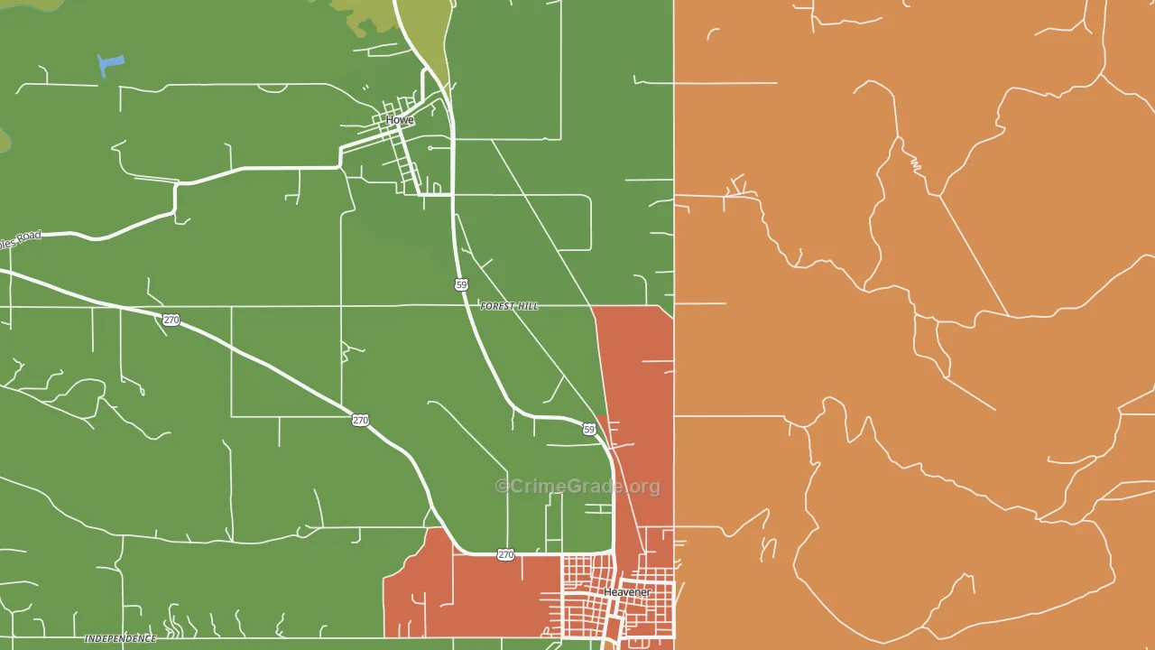 Forest Hill, OK Map of Arson Rates