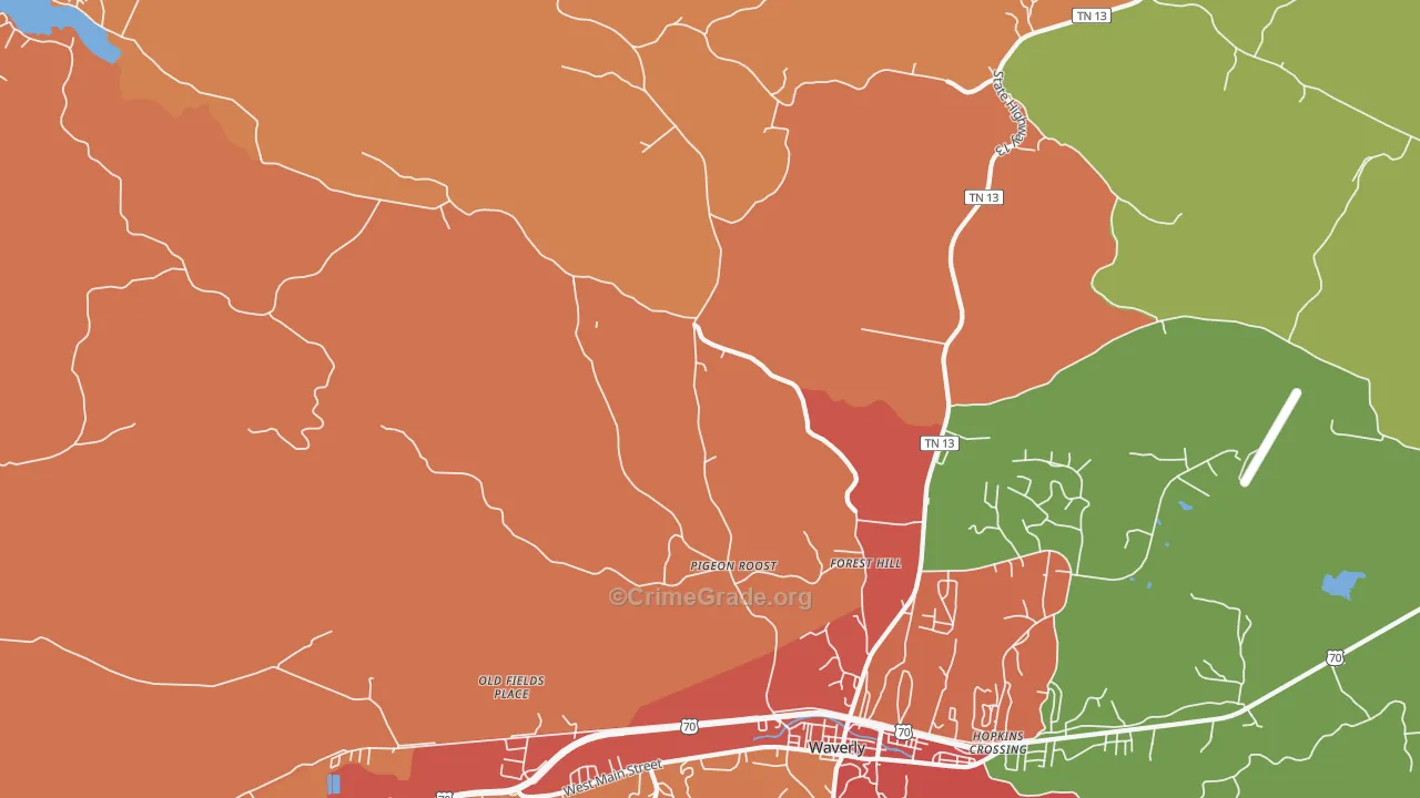 Forest Hill, TN Map of Arson Rates