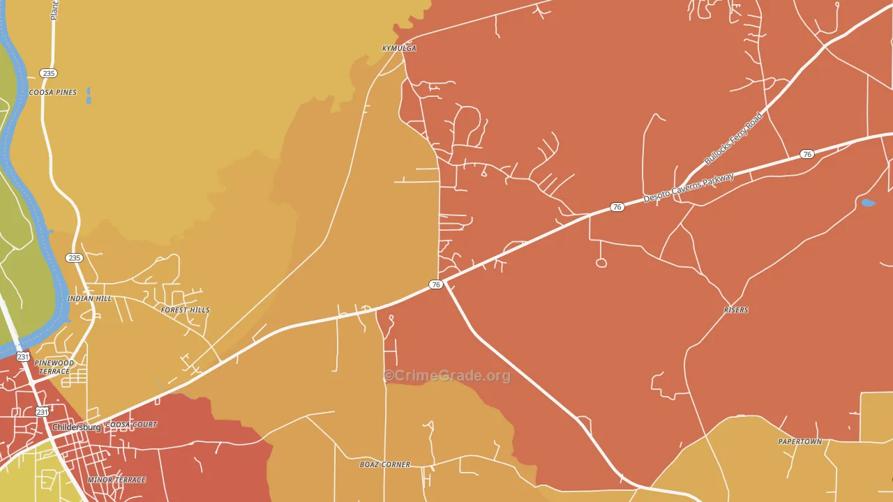 Forest Hills, AL Map of Arson Rates