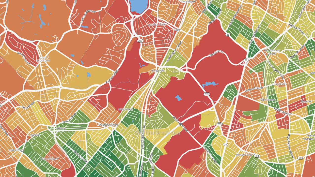 Forest Hills, Jamaica Plain, MA Map of Arson Rates